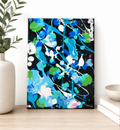 Blue, Green, And White Splatter Painting