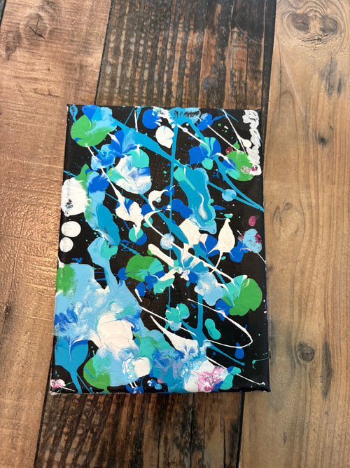 Blue, Green, And White Splatter Painting