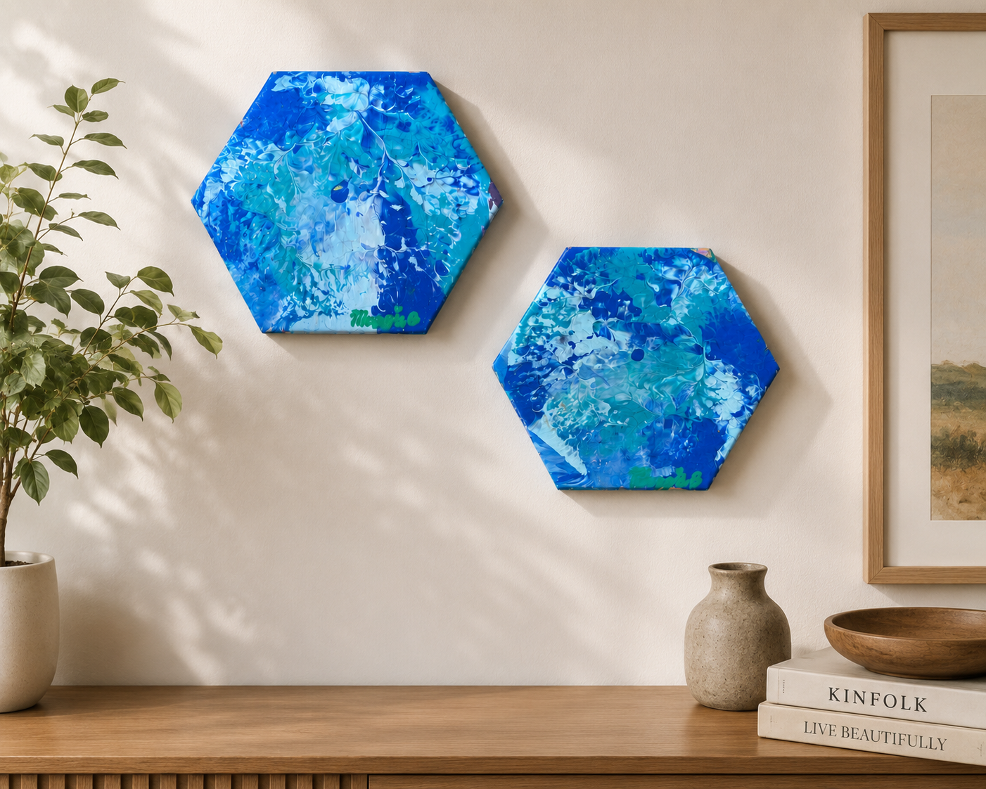 Two Blue Hexagons